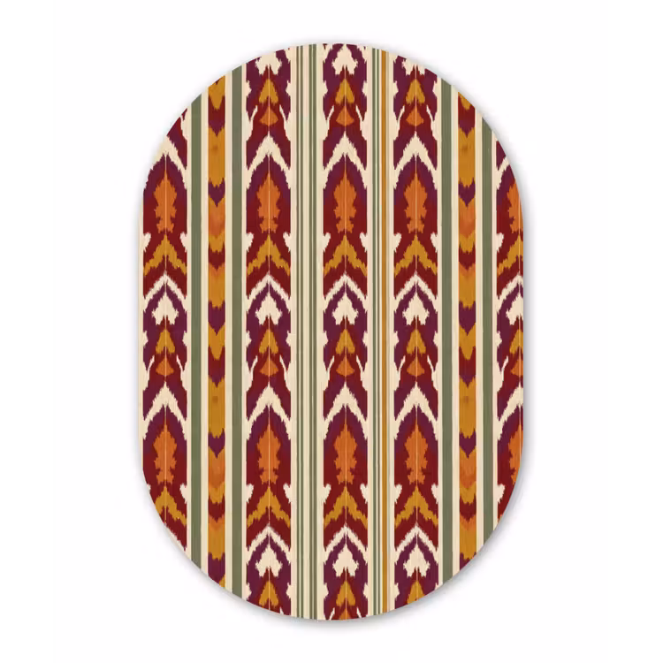 Forexbild Oval - Ikat – Bordeauxrot – Ethno – Muster — 1