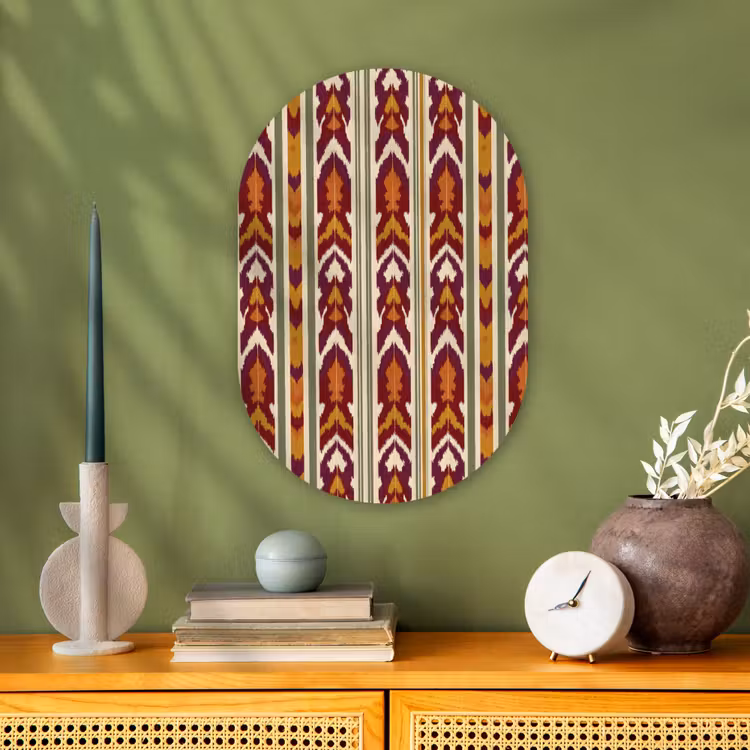 Forexbild Oval - Ikat – Bordeauxrot – Ethno – Muster — 3