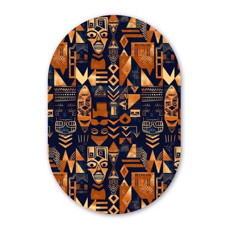 Forexbild Oval - Nachtblau – Kupfer – Tribal – Masken — 1