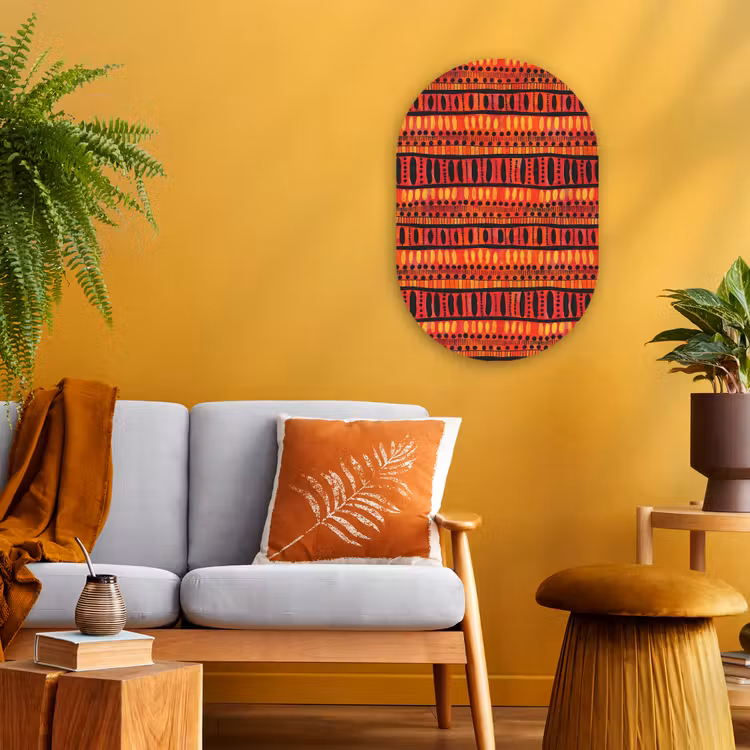 Forexbild Oval - Rot – Orange – Ethnisch – Ausdrucksstark – Muster — 2