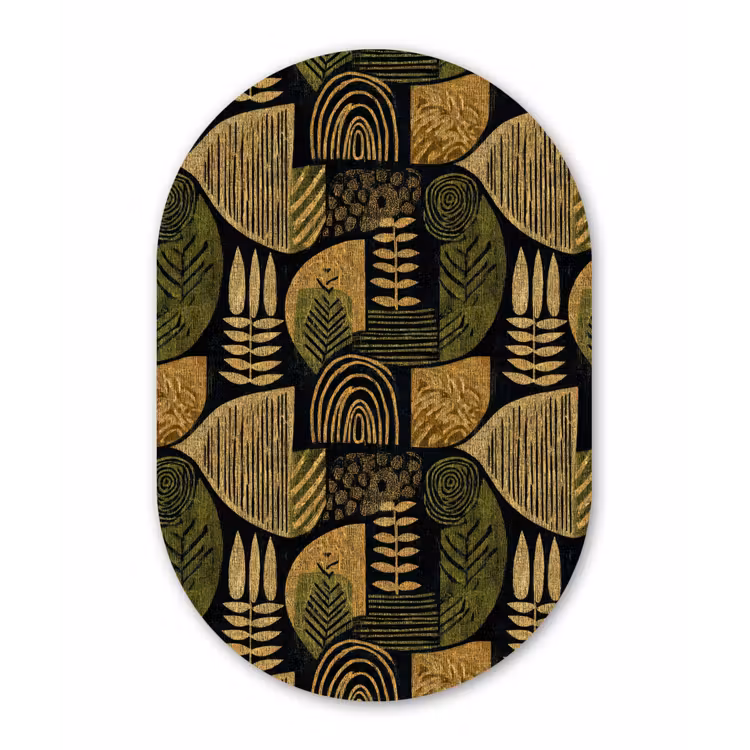 Forexbild Oval - Schwarz – Ockergelb – Botanisch – Textur — 1