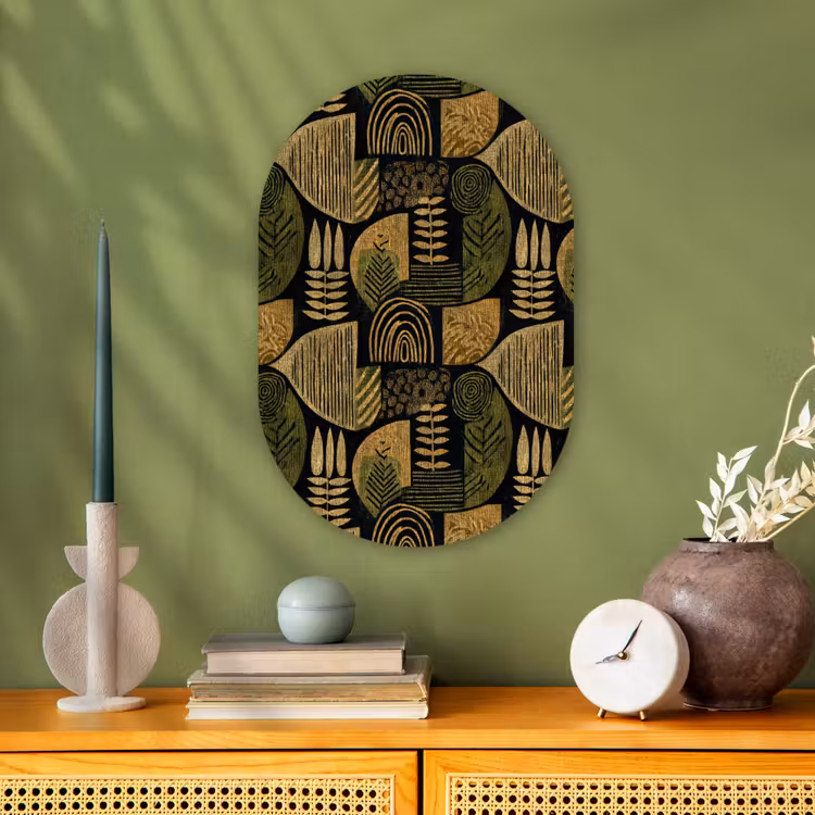 Forexbild Oval - Schwarz – Ockergelb – Botanisch – Textur — 3