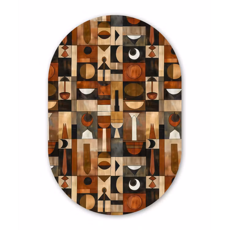 Forexbild Oval - Terrakotta – Geometrisch – Mid-Century – Muster — 1