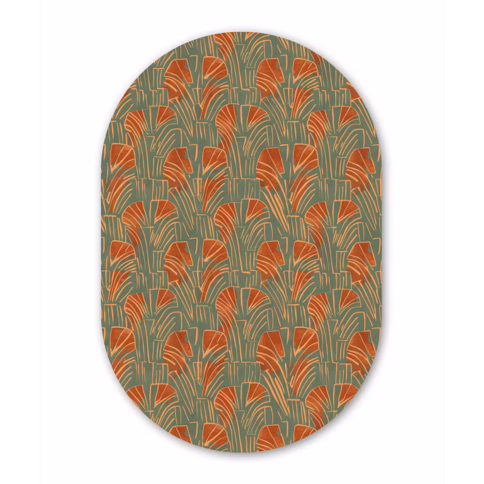 Forexbild Oval - Grün – Terrakotta – Deko – Fächer — 1