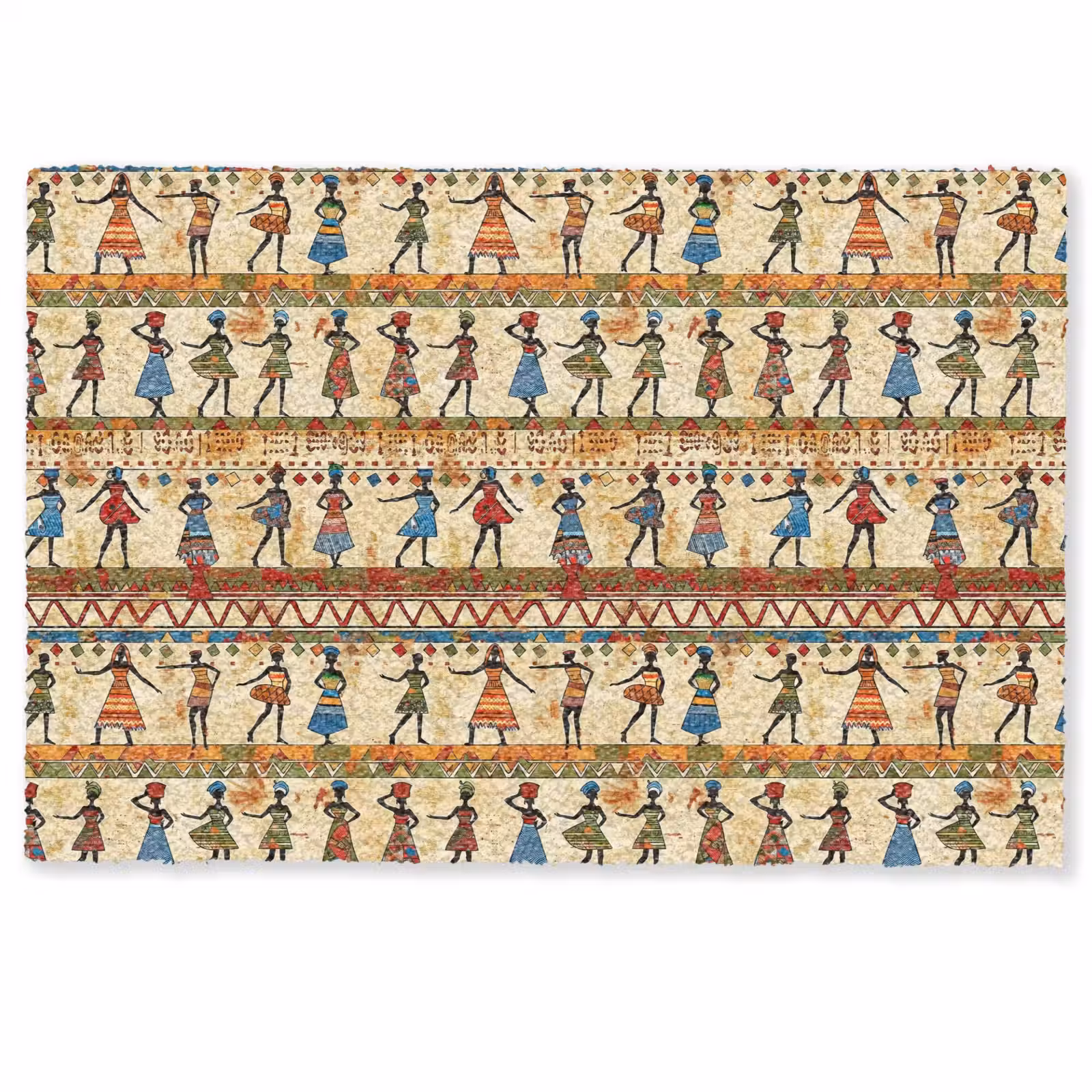 Fußmatte - Farbenfroh – Afrikanisch – Ethnisch – Tanzende Frauen – Muster — 1