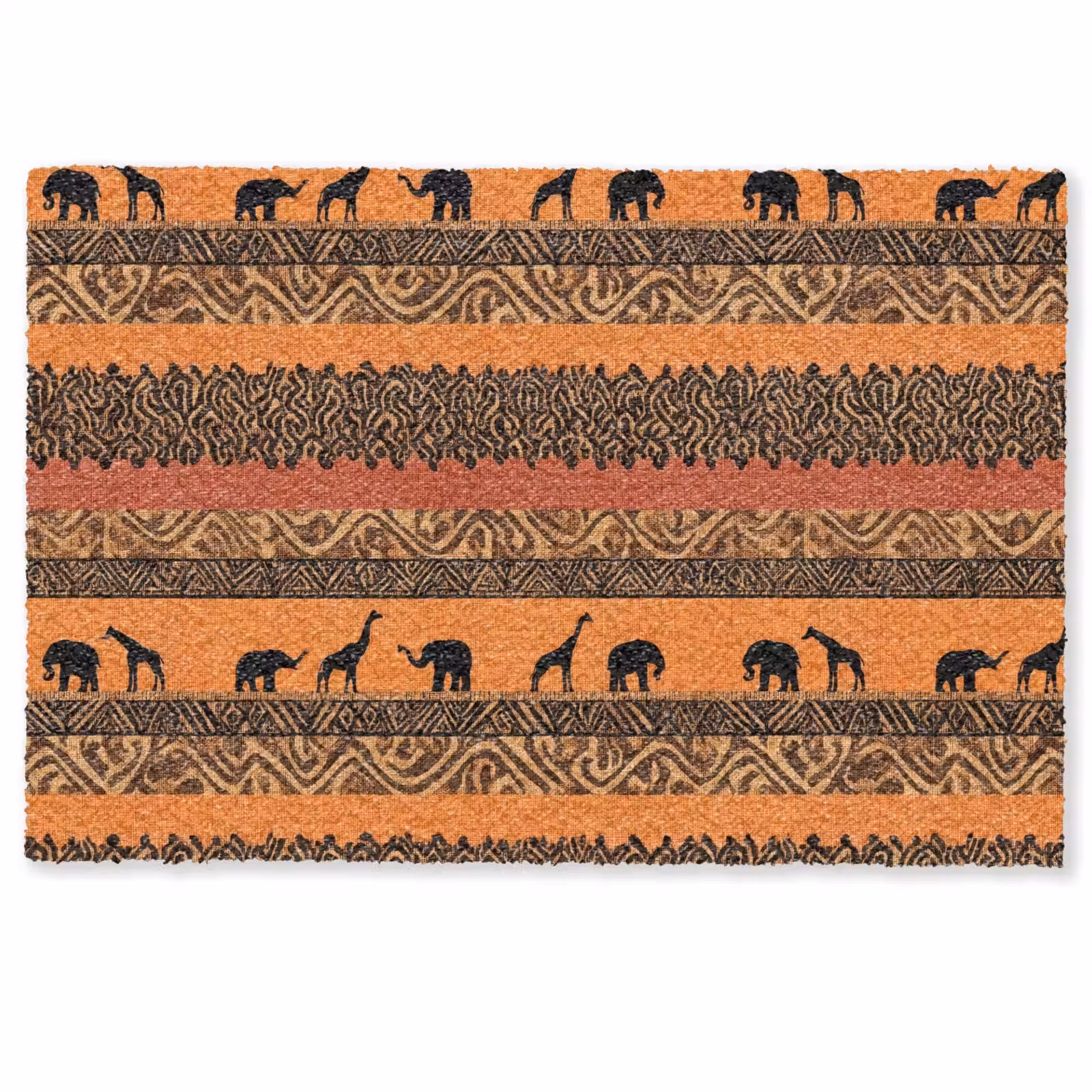 Fußmatte - Orange – Safari – Afrikaans – Tiere – Muster — 1