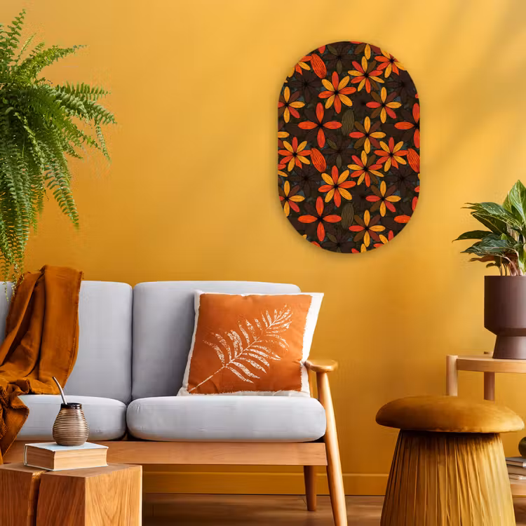 Forexbild Oval - Orange – Retro – Blumen – Herbst — 2