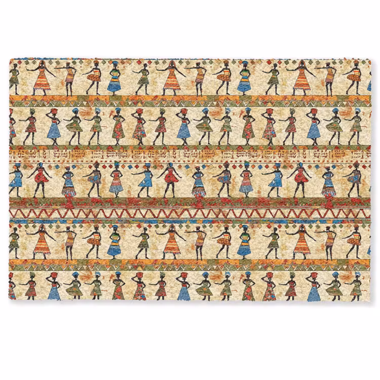 Fußmatte - Farbenfroh – Afrikanisch – Ethnisch – Tanzende Frauen – Muster — 1
