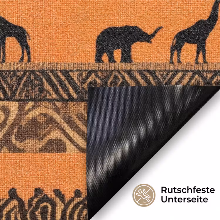 Fußmatte - Orange – Safari – Afrikaans – Tiere – Muster — 6