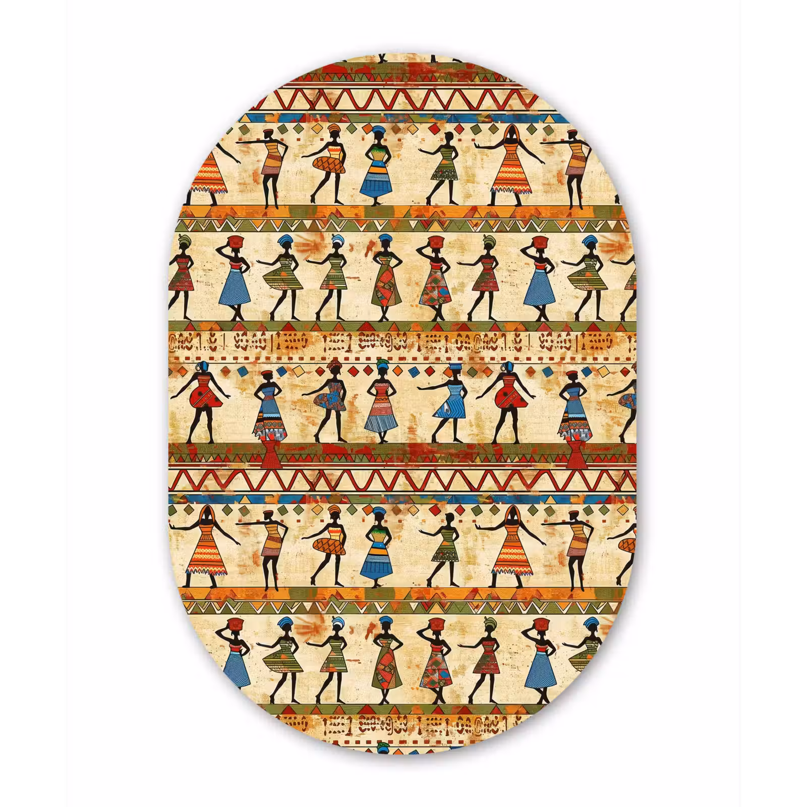 Forexbild Oval - Farbenfroh – Afrikanisch – Ethnisch – Tanzende Frauen – Muster — 1