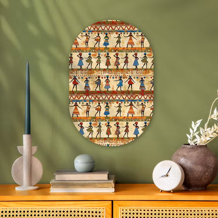 Forexbild Oval - Farbenfroh – Afrikanisch – Ethnisch – Tanzende Frauen – Muster — 3