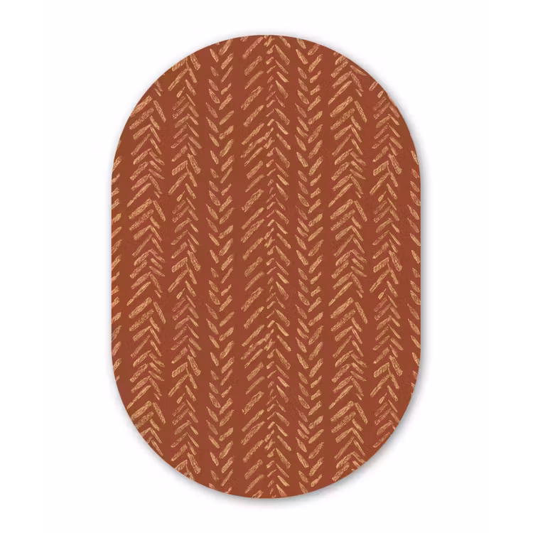 Forexbild Oval - Terrakotta – Fischgrätmuster – Handgefertigt – Muster — 1