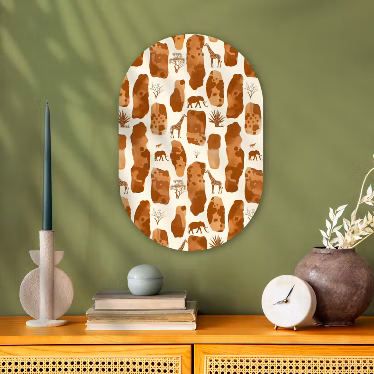 Forexbild Oval - Terrakotta – Safari – Tiere – Muster — 3