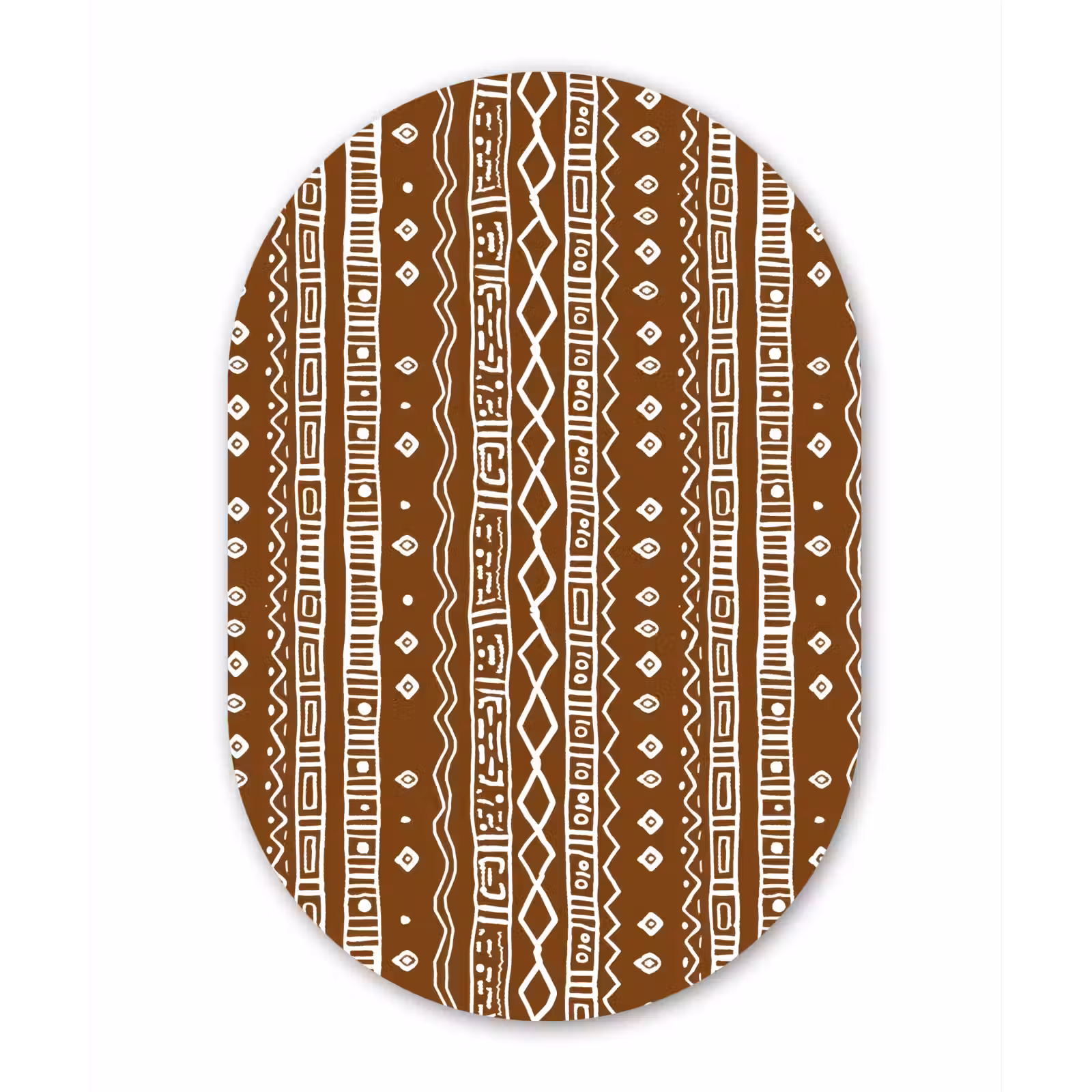 Glasbild Oval - Schokoladenbraun – Ethno – Tribal – Muster — 1