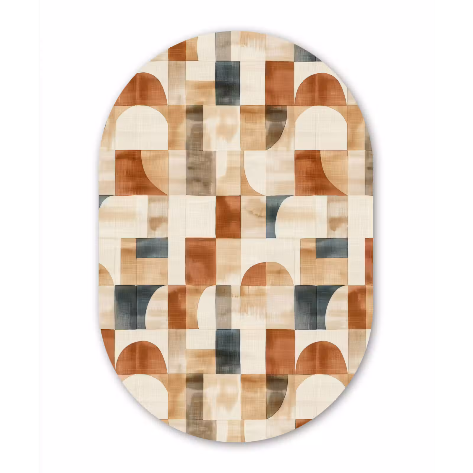 Glasbild Oval - Terrakotta – Geometrisch – Aquarell – Textur — 1