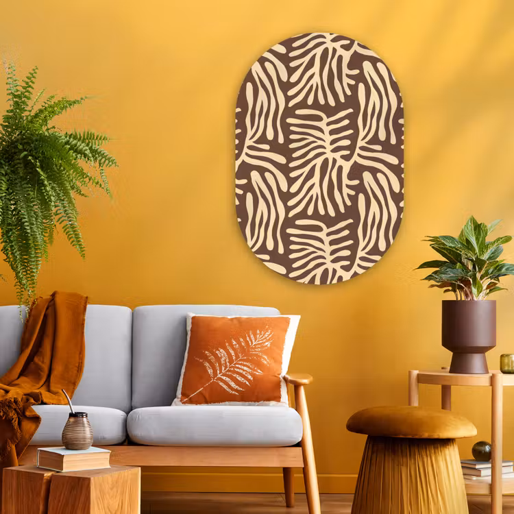Glasbild Oval - Braun – Koralle – Ausdrucksstark – Muster — 3