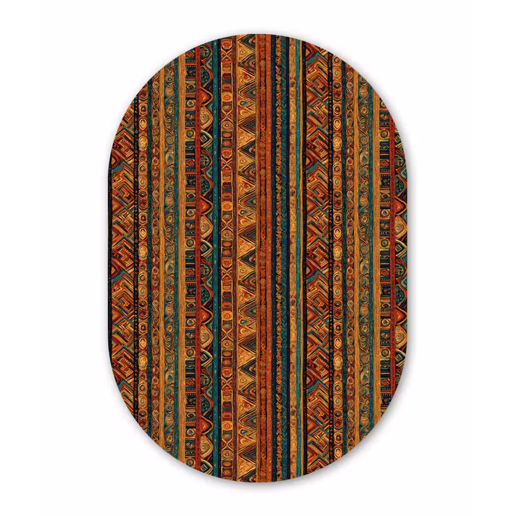 Glasbild Oval - Farbenfroh – Ethnisch – Folkloristisch – Gemustert — 1