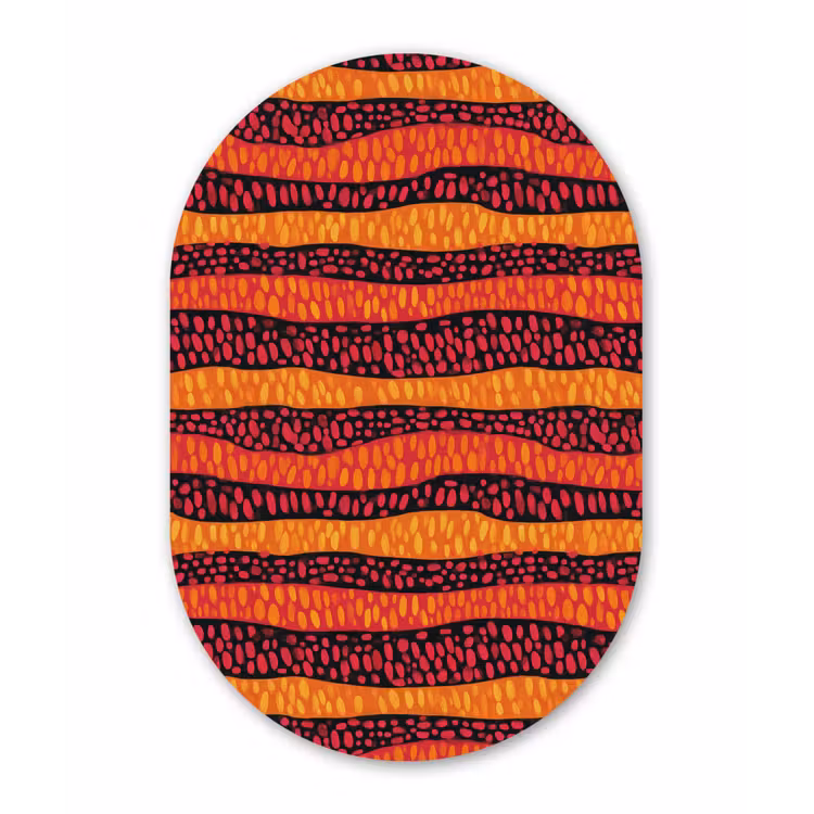 Glasbild Oval - Orange – Rosa – Ausdrucksstark – Muster — 1