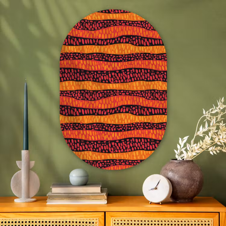 Glasbild Oval - Orange – Rosa – Ausdrucksstark – Muster — 2