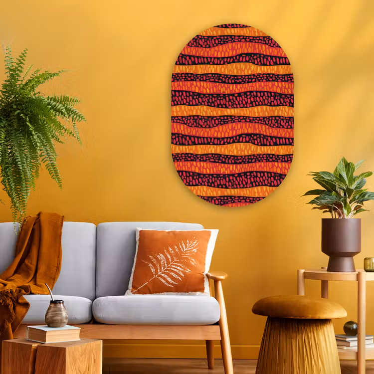 Glasbild Oval - Orange – Rosa – Ausdrucksstark – Muster — 3