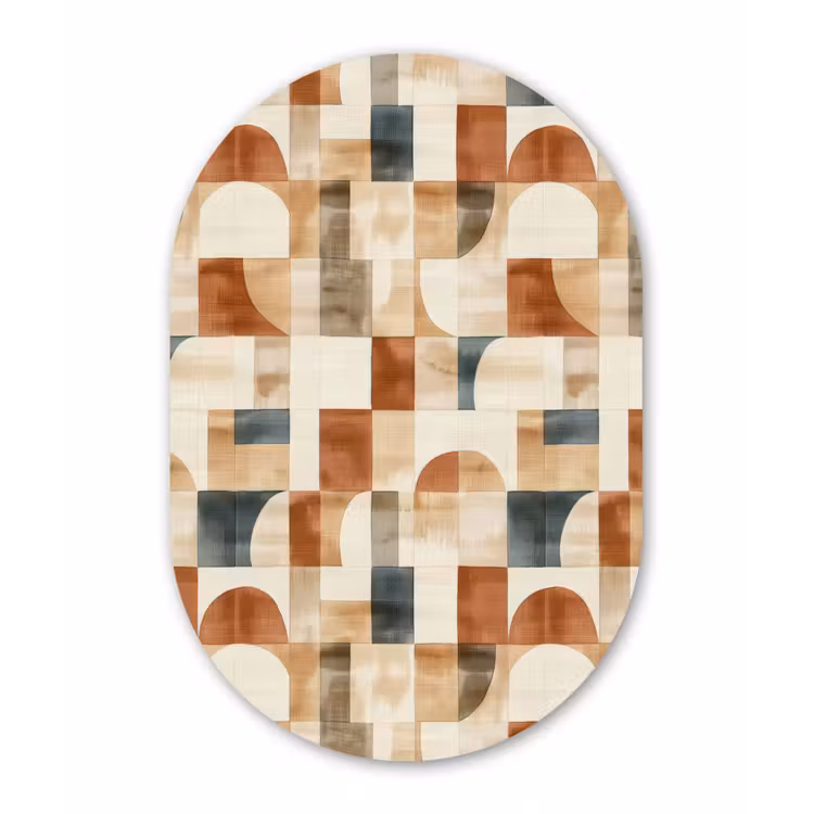 Glasbild Oval - Terrakotta – Geometrisch – Aquarell – Textur — 1
