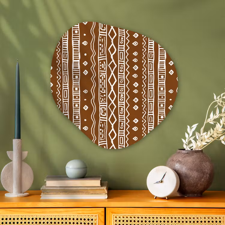 Glasbild Organische Form - Schokoladenbraun – Ethno – Tribal – Muster — 2