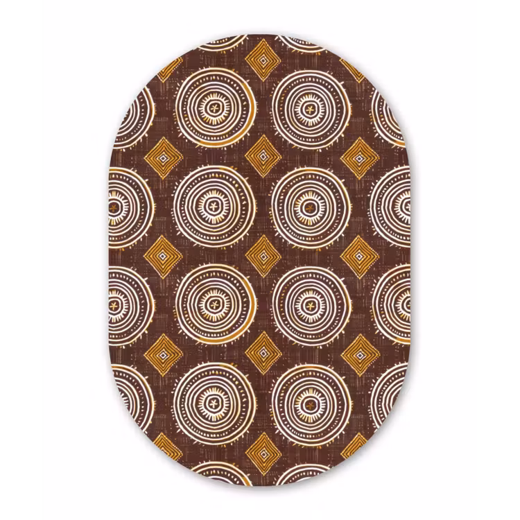 Glasbild Oval - Schokoladenbraun – Ethno – Tribal – Kreise – Muster — 1