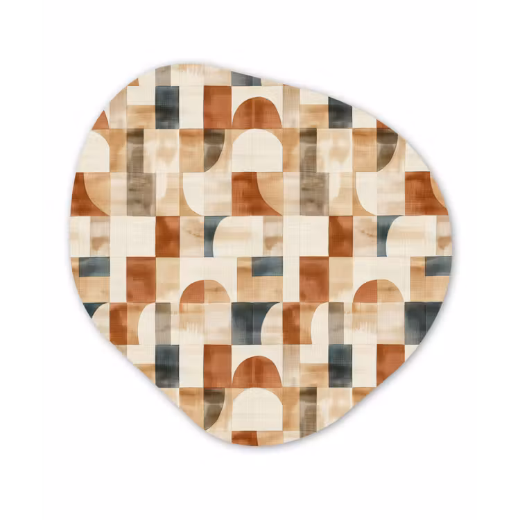 Glasbild Organische Form - Terrakotta – Geometrisch – Aquarell – Textur — 1