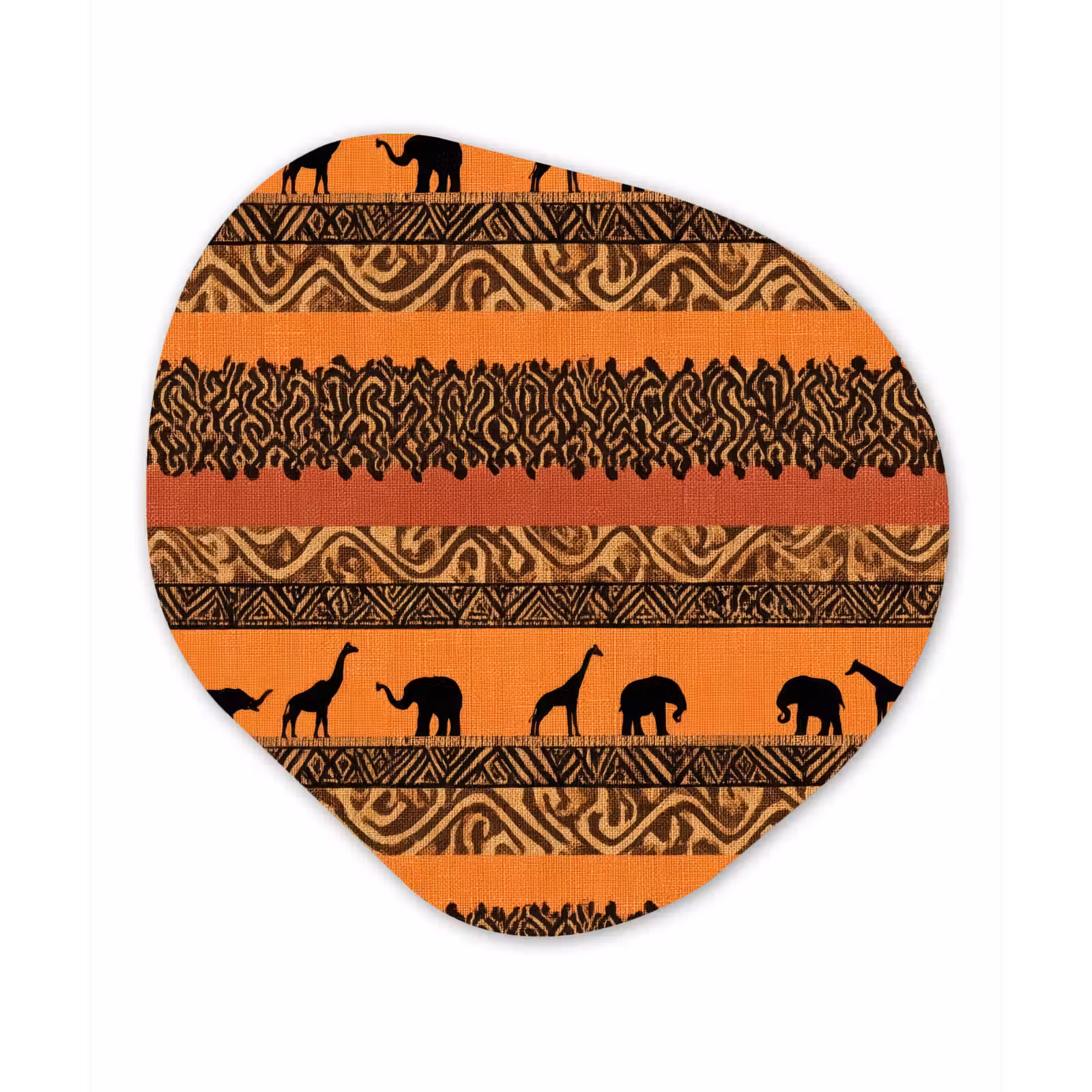 Glasbild Organische Form - Orange – Safari – Afrikaans – Tiere – Muster — 1