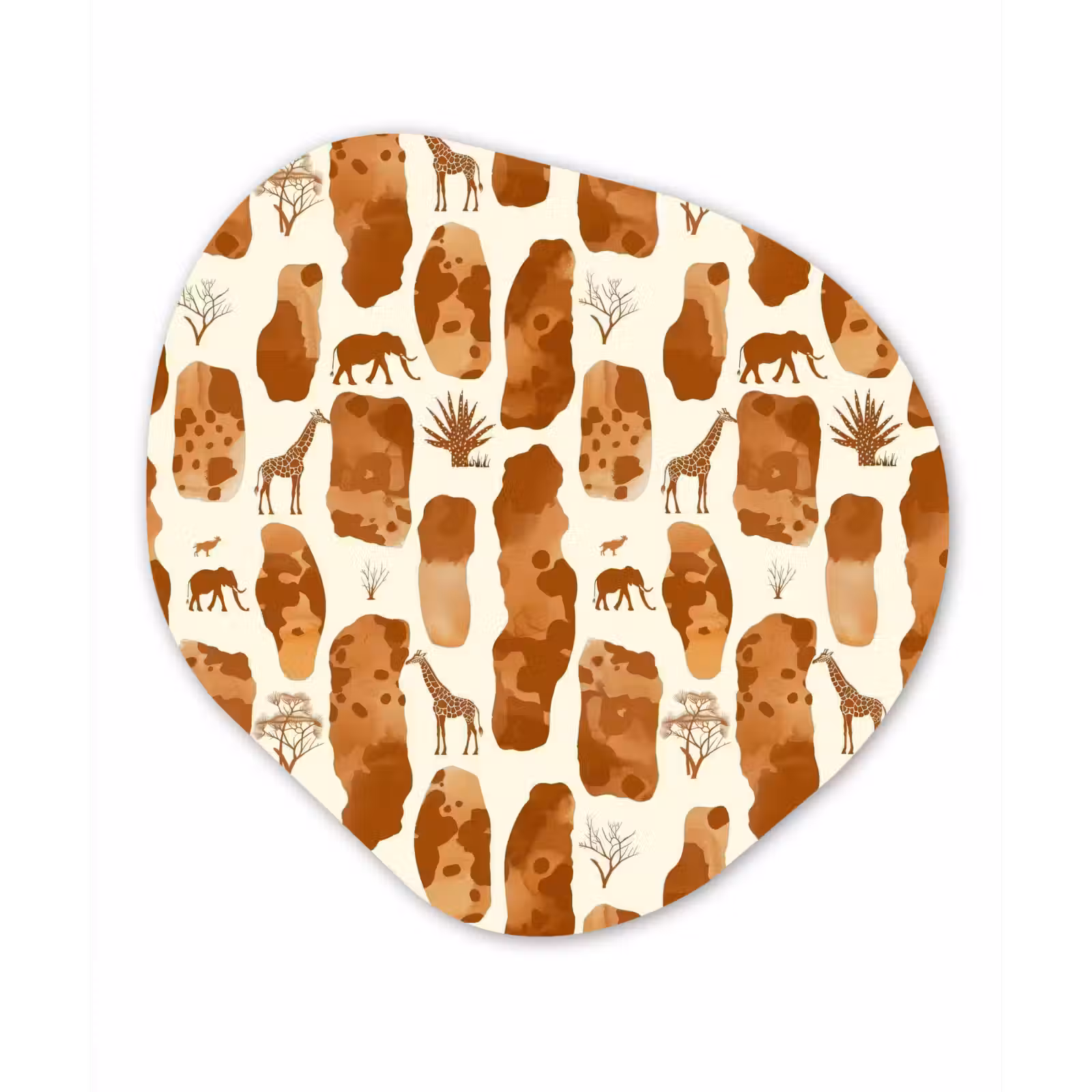 Glasbild Organische Form - Terrakotta – Safari – Tiere – Muster — 1