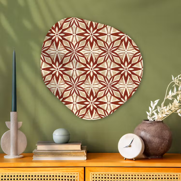 Glasbild Organische Form - Bordeauxrot – Geometrisch – Fliese – Muster — 2