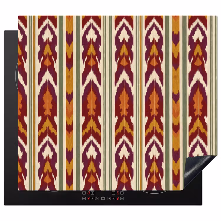 Herdabdeckplatte - Ikat – Bordeauxrot – Ethno – Muster — 1