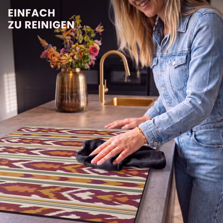 Herdabdeckplatte - Ikat – Bordeauxrot – Ethno – Muster — 6