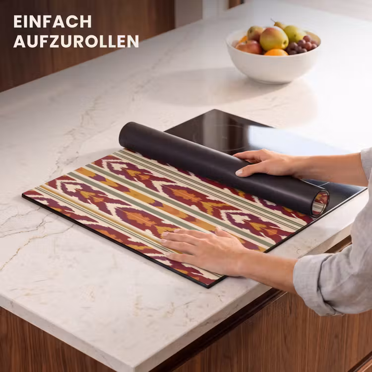 Herdabdeckplatte - Ikat – Bordeauxrot – Ethno – Muster — 7