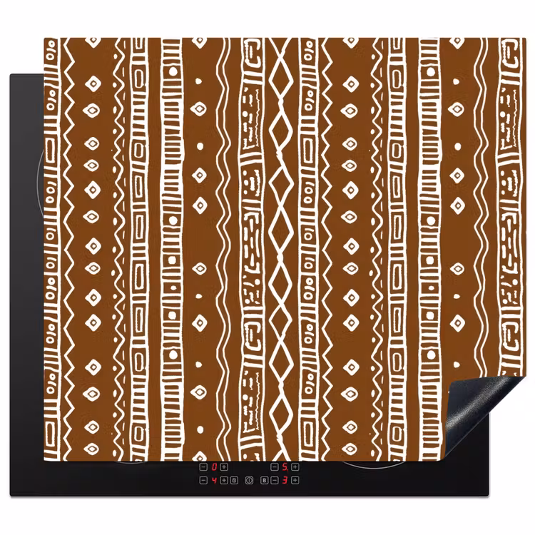 Herdabdeckplatte - Schokoladenbraun – Ethno – Tribal – Muster — 1