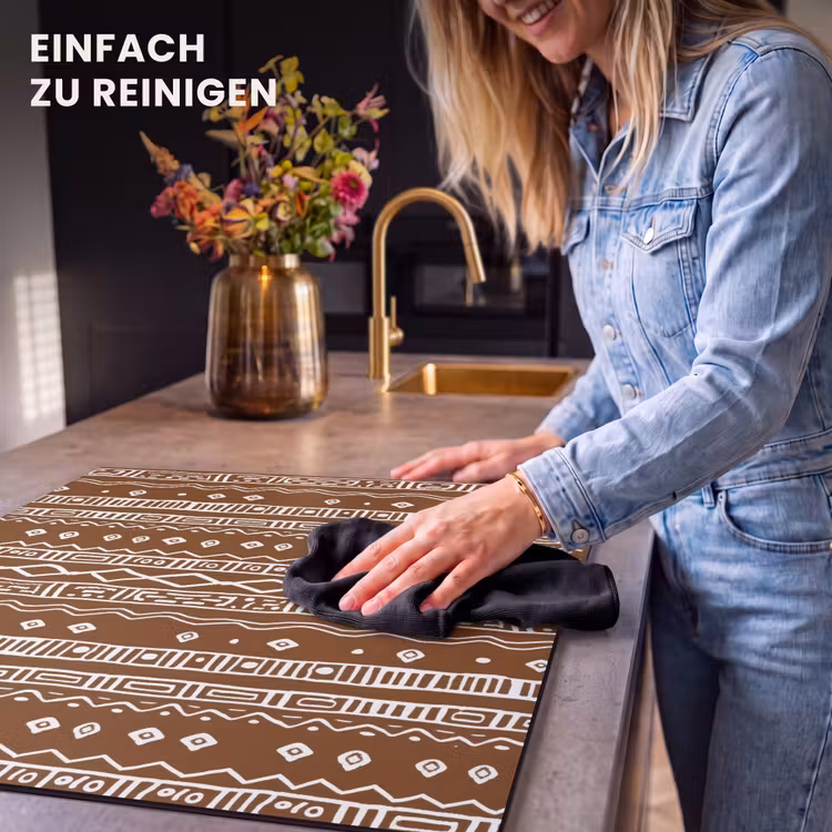 Herdabdeckplatte - Schokoladenbraun – Ethno – Tribal – Muster — 6