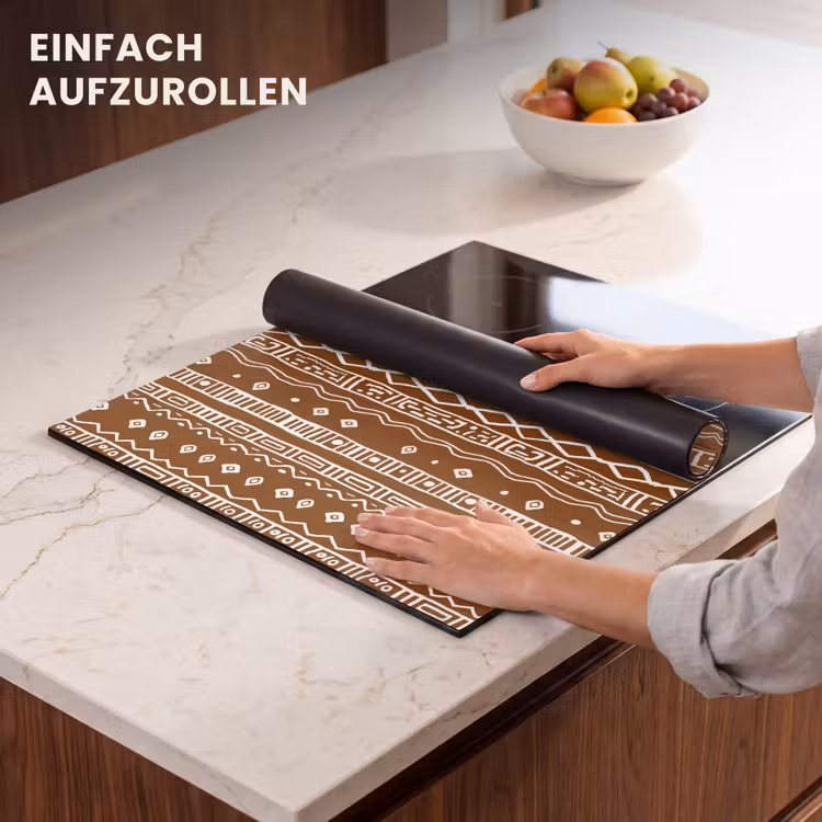 Herdabdeckplatte - Schokoladenbraun – Ethno – Tribal – Muster — 7