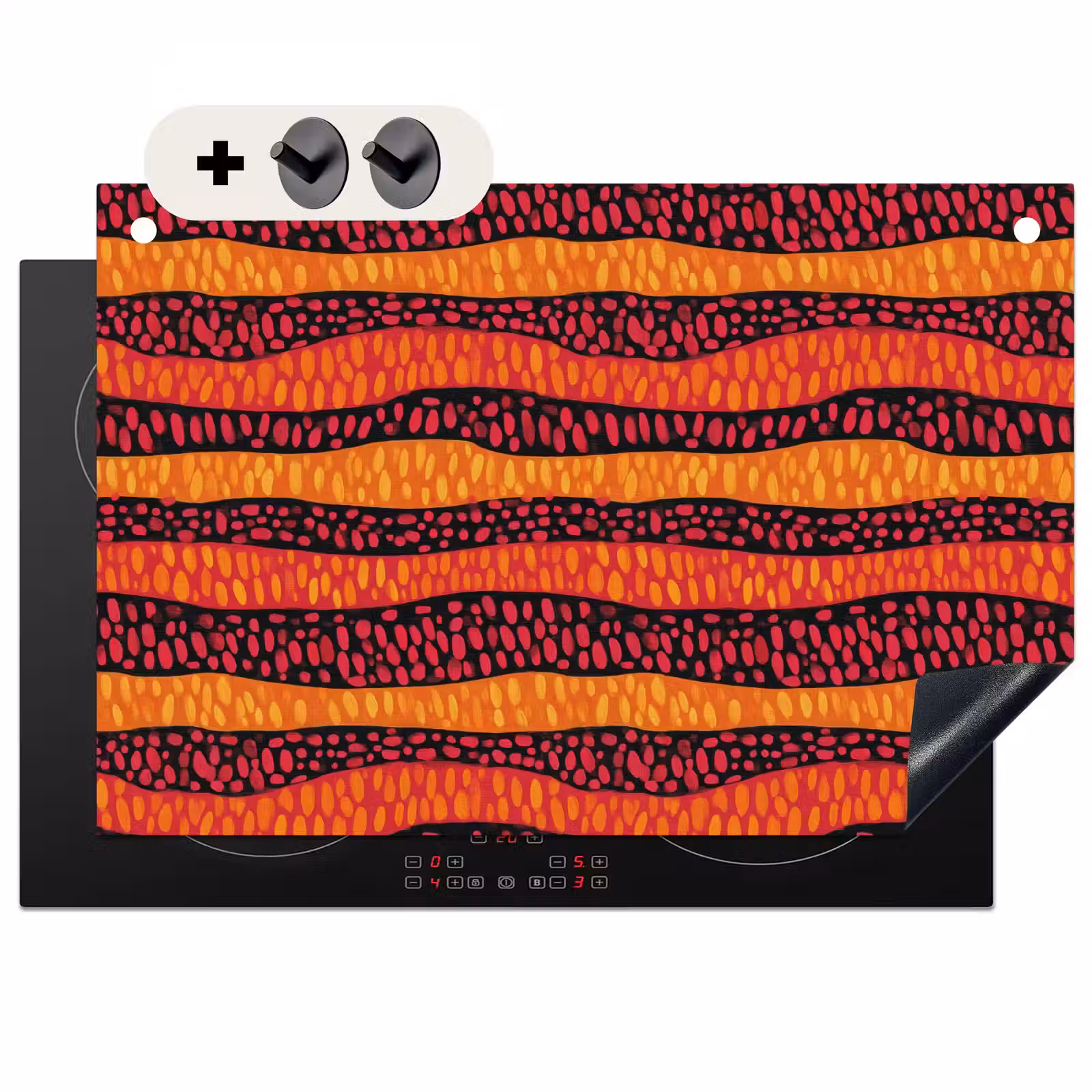 2-in-1 Herdabdeckplatte & Spritzschutz - Orange – Rosa – Ausdrucksstark – Muster — 1