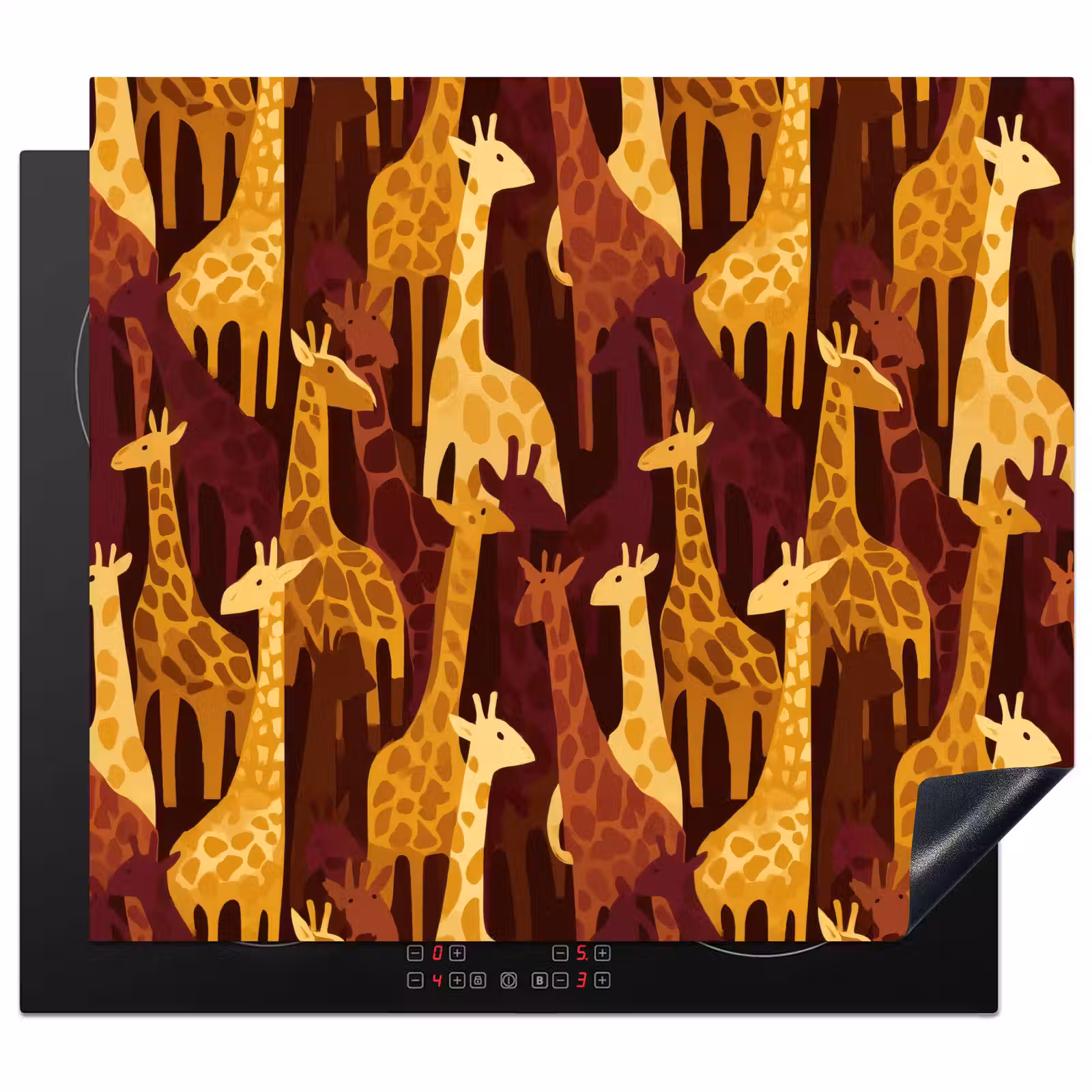 Herdabdeckplatte - Braun – Giraffen – Safari – Muster — 1