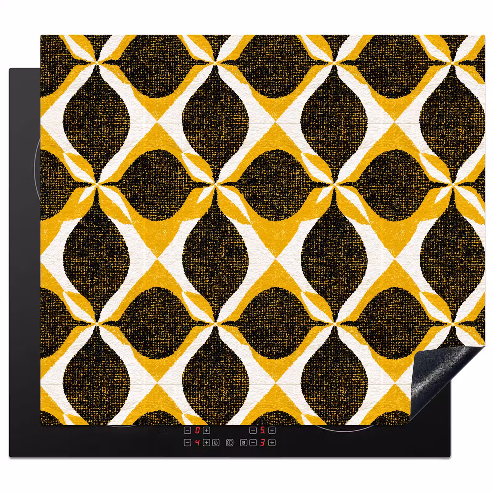 Herdabdeckplatte - Gelb – Schwarz – Geometrisch – Retro – Struktur — 1