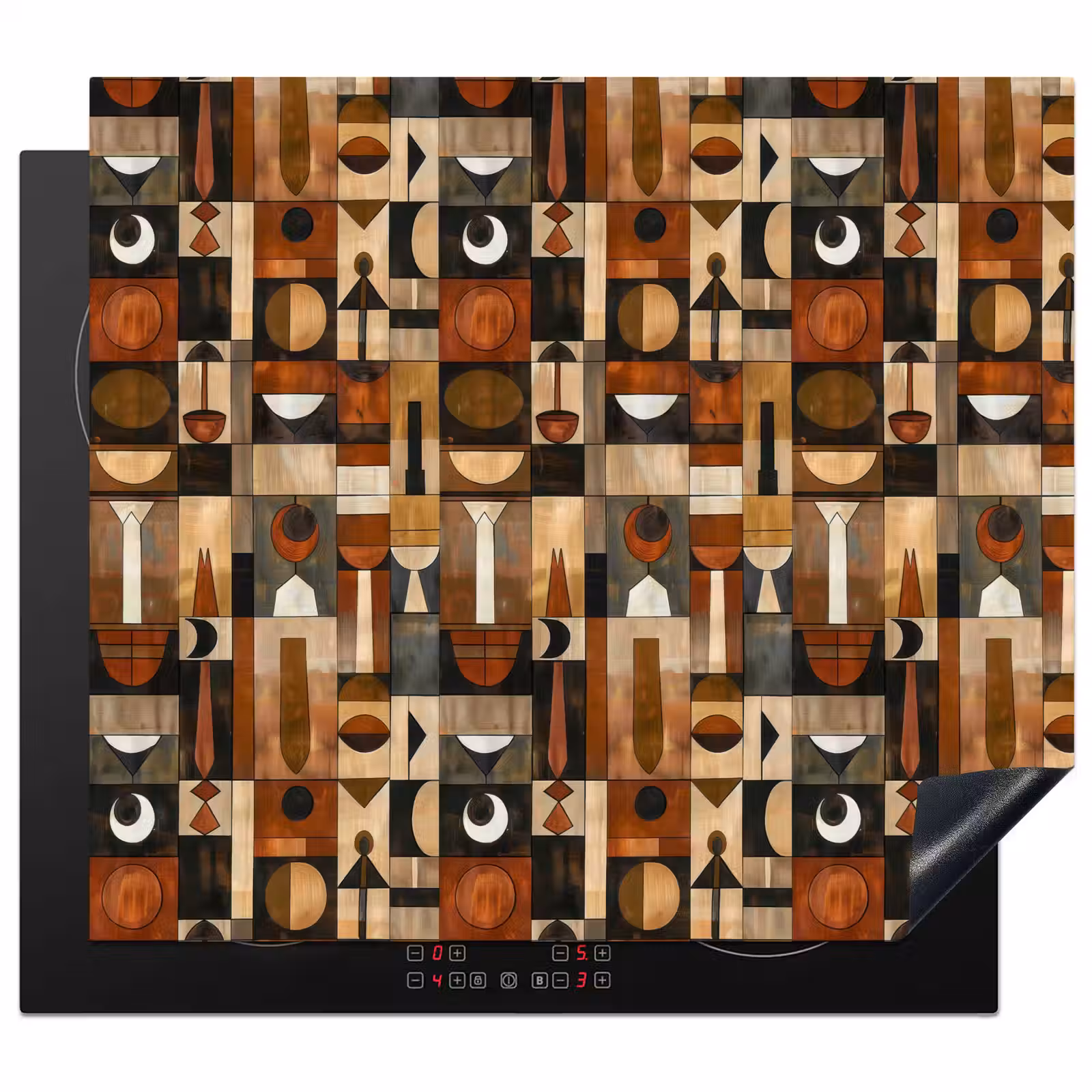 Herdabdeckplatte - Terrakotta – Geometrisch – Mid-Century – Muster — 1