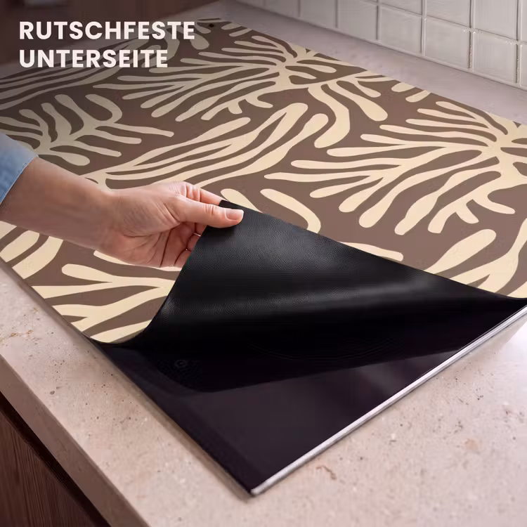 2-in-1 Herdabdeckplatte & Spritzschutz - Braun – Koralle – Ausdrucksstark – Muster — 4