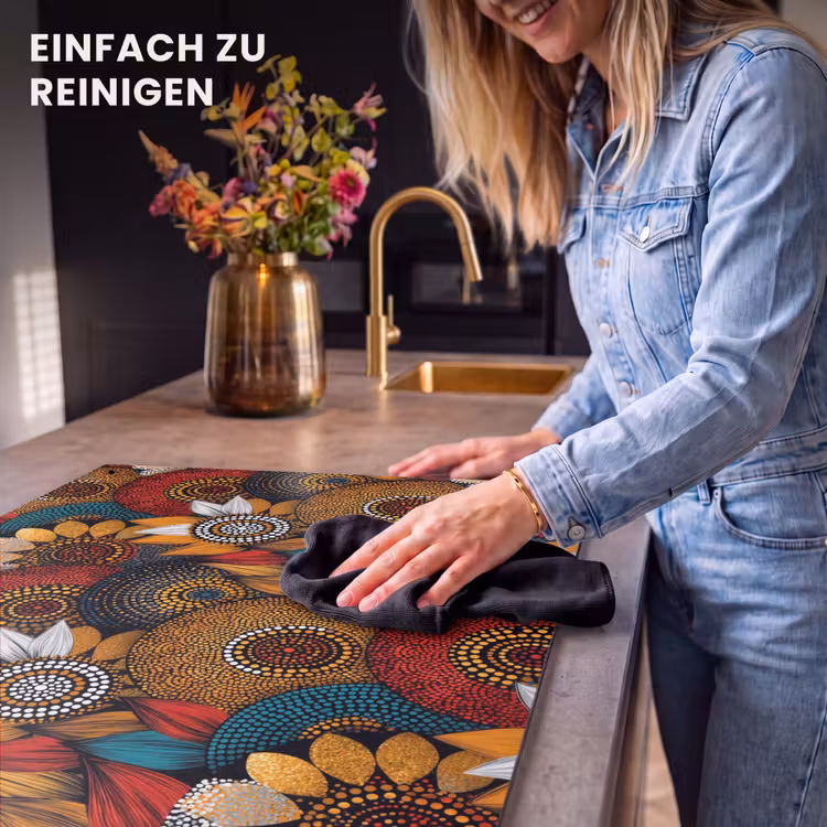 2-in-1 Herdabdeckplatte & Spritzschutz - Farbenfroh – Aborigine – Punktmalerei – Botanisch – Muster — 5