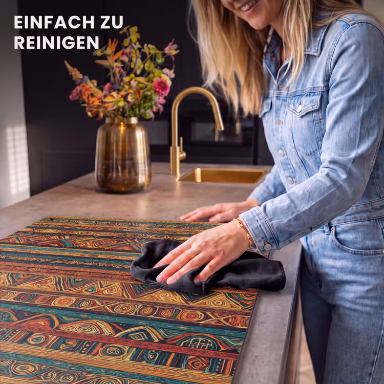 2-in-1 Herdabdeckplatte & Spritzschutz - Farbenfroh – Ethnisch – Folkloristisch – Gemustert — 5