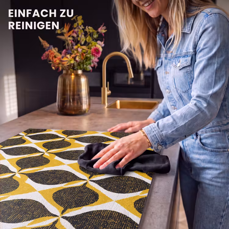 2-in-1 Herdabdeckplatte & Spritzschutz - Gelb – Schwarz – Geometrisch – Retro – Struktur — 5