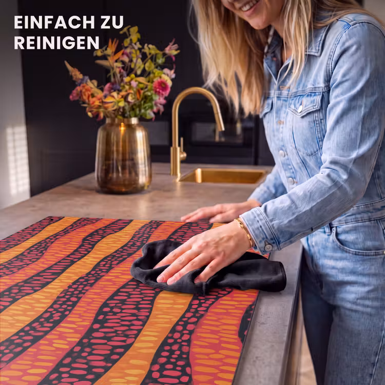 2-in-1 Herdabdeckplatte & Spritzschutz - Orange – Rosa – Ausdrucksstark – Muster — 5