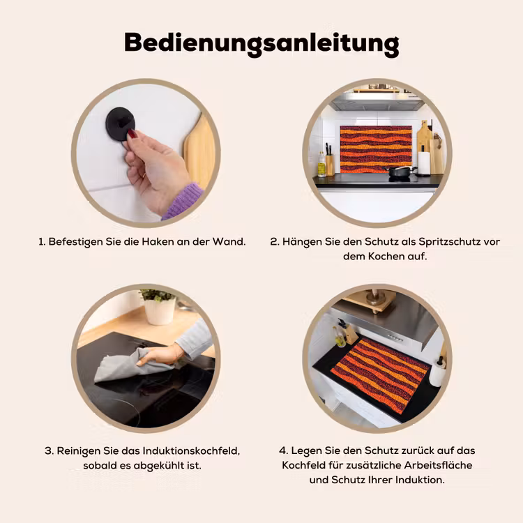 2-in-1 Herdabdeckplatte & Spritzschutz - Orange – Rosa – Ausdrucksstark – Muster — 6