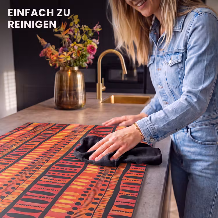 2-in-1 Herdabdeckplatte & Spritzschutz - Rot – Orange – Ethnisch – Ausdrucksstark – Muster — 5