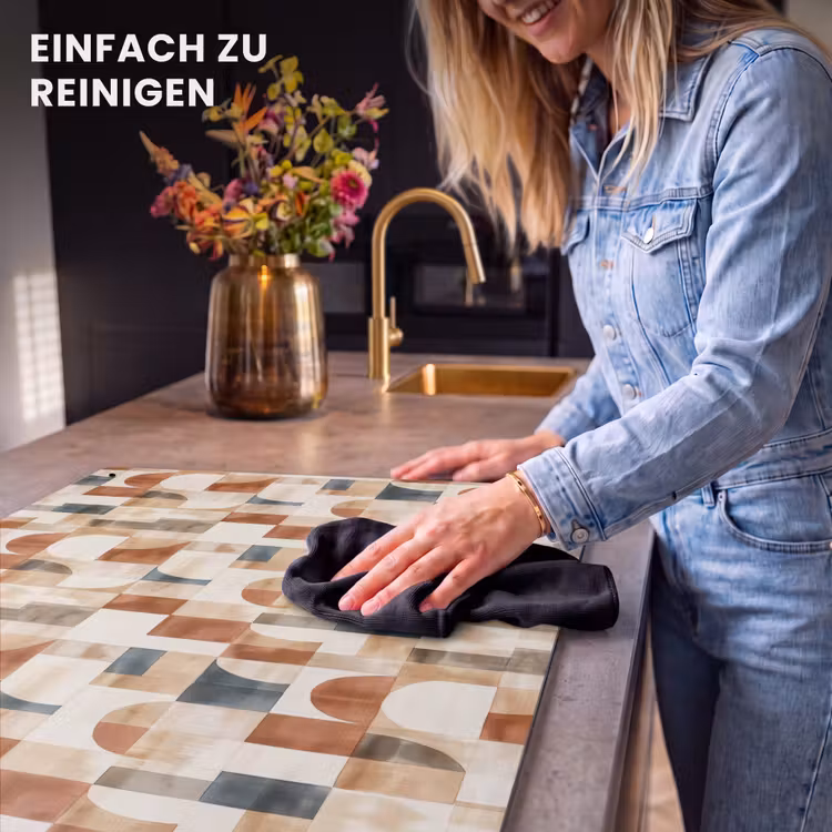 2-in-1 Herdabdeckplatte & Spritzschutz - Terrakotta – Geometrisch – Aquarell – Textur — 5