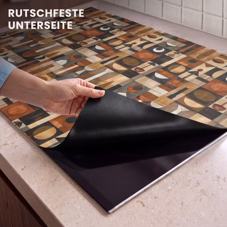 2-in-1 Herdabdeckplatte & Spritzschutz - Terrakotta – Geometrisch – Mid-Century – Muster — 4